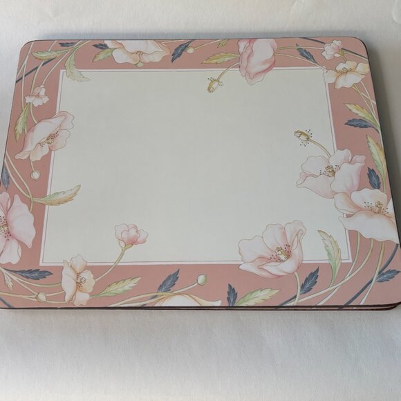 Vtg Set of Four Floral Placemat Cork Backed - Picture 3 of 8